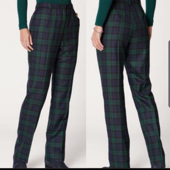 black watch tartan wool trousers